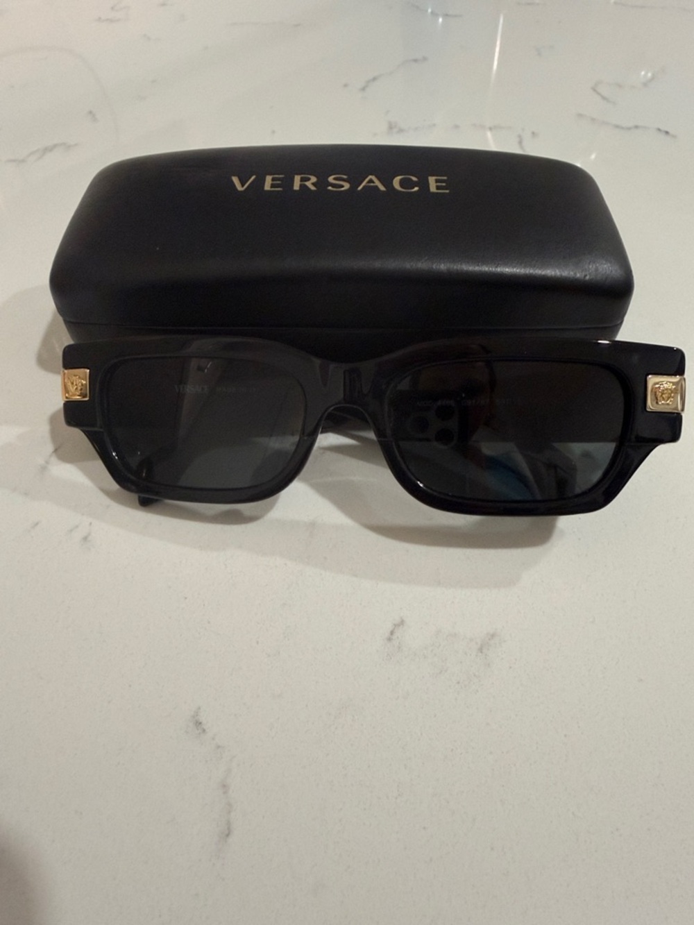 Versace Black Sunglasses with Gold Medusa Details